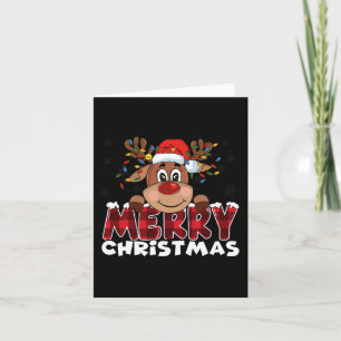 Merry Christmas Reindeer Men Women Family Matching Card