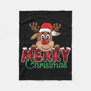 Merry Christmas Reindeer Men Women Family Matching Fleece Blanket
