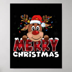 Merry Christmas Reindeer Men Women Family Matching Poster