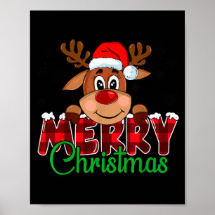 Merry Christmas Reindeer Men Women Family Matching Poster