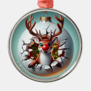 Merry Christmas Reindeer Metal Tree Decoration