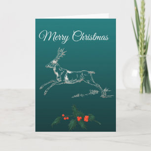 Merry Christmas Reindeer & Mistletoe Card