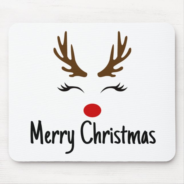 Merry Christmas Reindeer Mouse Pad (Front)