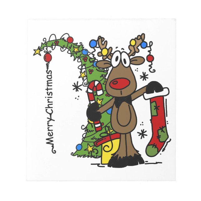 Merry Christmas Reindeer Notepad (Front)