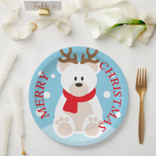 Merry Christmas Reindeer paper plate