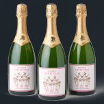 Merry Christmas Reindeer Personalised Name Sparkling Wine Label<br><div class="desc">Merry Christmas Reindeer Festive Party Personalised Name Sparkling Wine Labels Stickers features festive reindeer with pink bows and floral accents with the text "Merry Christmas" in modern pink calligraphy script typography with your personalised name. Perfect personalised gift for Christmas and the holidays for family and friends. Designed by ©2024 Evco...</div>