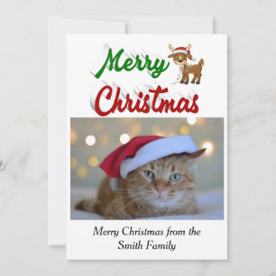 Merry Christmas Reindeer photo script  Holiday Card