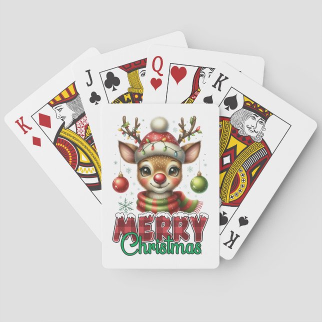 Merry Christmas Reindeer Playing Cards (Back)