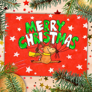 Merry Christmas Reindeer postcard by Nicole Janes