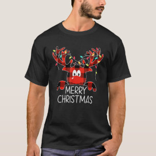 Merry Christmas Reindeer Red Plaid Snowflake Famil T-Shirt