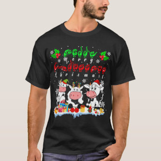 Merry Christmas Reindeer Santa ELF Cow Farmer ASL  T-Shirt