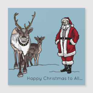 Merry Christmas Reindeer & Santa Holiday Magnet