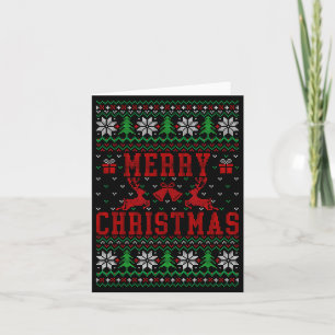 Merry Christmas Reindeer Snowflake Ugly Christmas Card