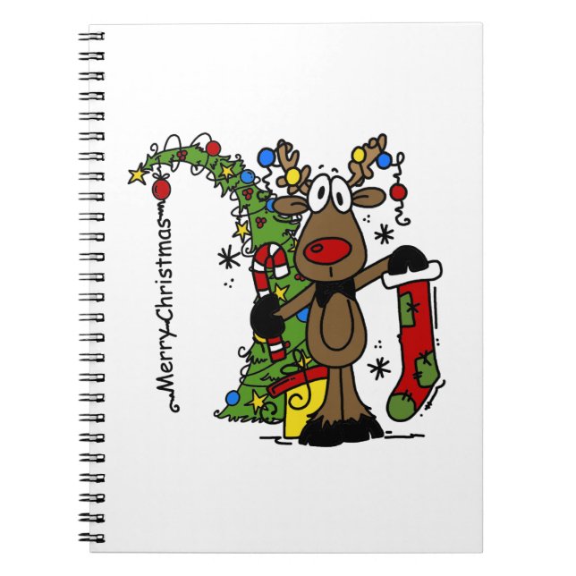 Merry Christmas Reindeer Spiral Notebook (Front)