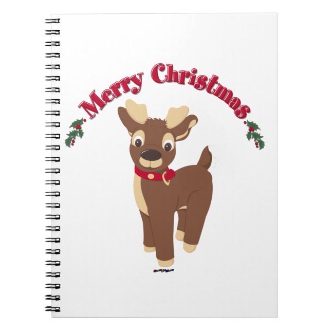 Merry Christmas Reindeer Spiral Notebook (Front)