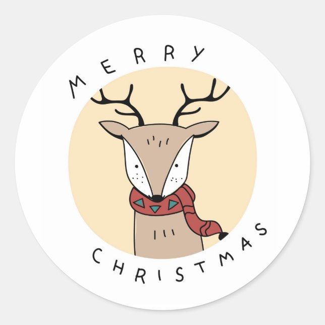MERRY CHRISTMAS REINDEER STICKER (Front)