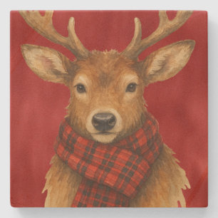 Merry Christmas Reindeer Stone Coaster