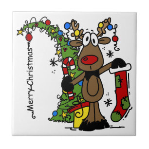 Merry Christmas Reindeer Tile