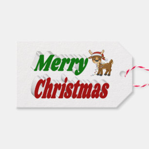 Merry Christmas Reindeer typography  Gift Tags