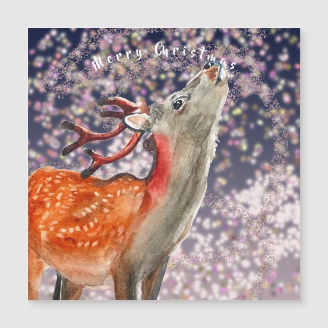 Merry Christmas reindeer with sparkling lights (Front)