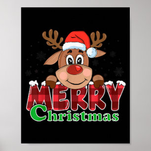 Merry Christmas Reindeer Xmas Family Kids Men Wome Poster