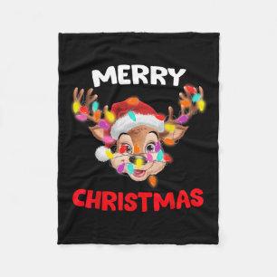 Merry Christmas Reindeer Xmas Family Matching Men  Fleece Blanket