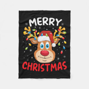Merry Christmas Reindeer Xmas Family Men Women Kid Fleece Blanket