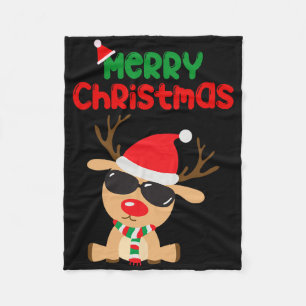 Merry Christmas Reindeer Xmas Family Men Women Tee Fleece Blanket