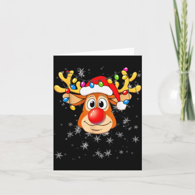 Merry Christmas Reindeer Xmas Santa Claus Men Wome Card (Front)