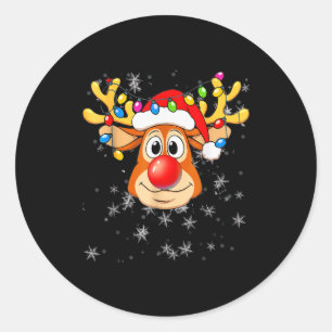 Merry Christmas Reindeer Xmas Santa Claus Men Wome Classic Round Sticker