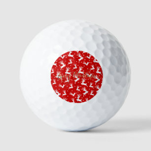 Merry Christmas Reindeers Red Golf Balls