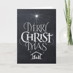 Merry CHRISTmas Religious Chalkboard Calligraphy Holiday Card