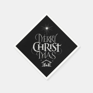 Merry CHRISTmas Religious Chalkboard Calligraphy Napkin