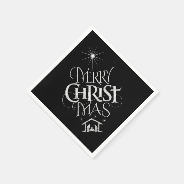 Merry CHRISTmas Religious Chalkboard Calligraphy Napkin (Corner)