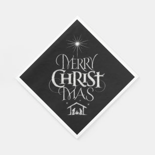 Merry CHRISTmas Religious Chalkboard Calligraphy Napkin