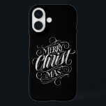 Merry Christmas Religious Chalkboard Lettering Cas iPhone 16 Case<br><div class="desc">We say 'Merry Christmas' very often during the season, but sometimes we tend to forget where this greeting actually originates from. Here is a wonderfully elegant piece of custom hand lettering in the fashionable chalkboard look to give a gentle nudge back into the direction of Jesus. Professional calligraphy by Ivan...</div>