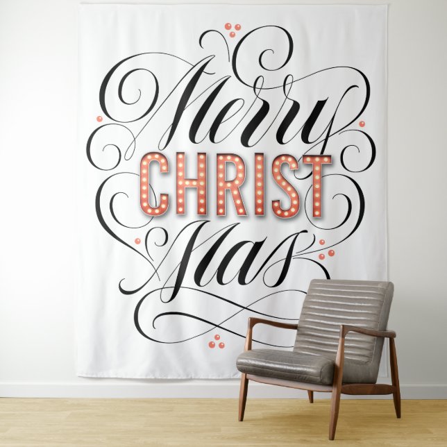 Merry CHRISTmas Religious Marquee Sign Calligraphy Tapestry (In Situ)