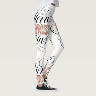Merry CHRISTmas Religious Red Marquee Lights Leggings
