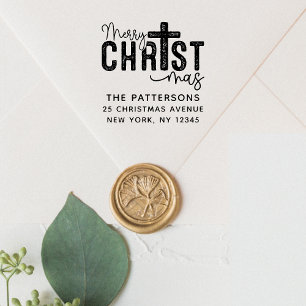 Merry Christmas Religious Return Address Self-inking Stamp