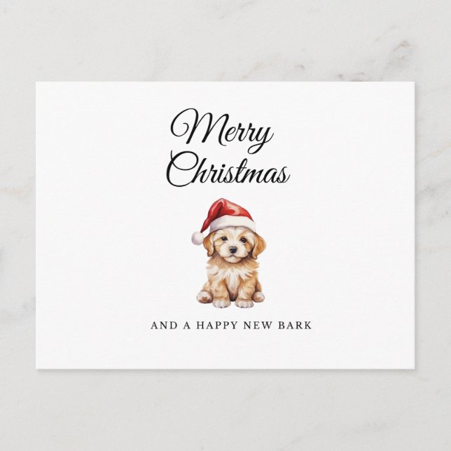 Merry Christmas retriever puppy holiday postcard (Front)