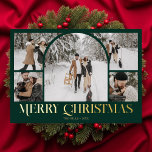 Merry Christmas Retro Arch Photo Collage<br><div class="desc">Share the joy of the season with our stunning Christmas holiday card. This beautifully designed card features a five-photo collage with an eye-catching arch template photo at the centre, showcasing your cherished memories. Below, the greeting 'Merry Christmas' is elegantly scripted in a fancy vintage decorative font, adding a touch of...</div>