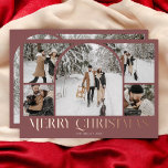 Merry Christmas Retro Arch Photo Collage<br><div class="desc">Share the joy of the season with our stunning Christmas holiday card. This beautifully designed card features a five-photo collage with an eye-catching arch template photo at the centre, showcasing your cherished memories. Below, the greeting 'Merry Christmas' is elegantly scripted in a fancy vintage decorative font, adding a touch of...</div>
