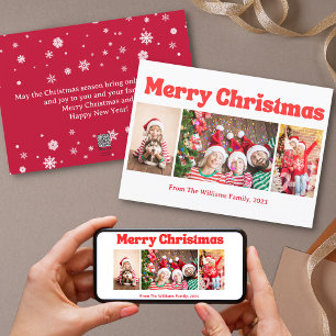 merry christmas retro calligraphy 3 photos collage holiday card