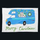 MERRY CHRISTMAS Retro Camper Motorhome RV Xmas Tea Towel<br><div class="desc">Decorate your kitchen with this cool towel. Makes a great holiday,  birthday,  housewarming or anniversary gift! 
You can customise it and add text too.
Check my shop for lots more colours and patterns plus matching kitchen stuff!</div>
