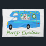 MERRY CHRISTMAS Retro Camper Motorhome RV Xmas Tea Towel<br><div class="desc">Decorate your kitchen with this cool towel. Makes a great holiday,  birthday,  housewarming or anniversary gift! 
You can customise it and add text too.
Check my shop for lots more colours and patterns plus matching kitchen stuff!</div>