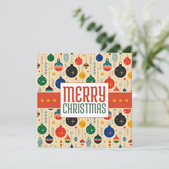 Merry Christmas Retro Christmas Card (Standing Front)