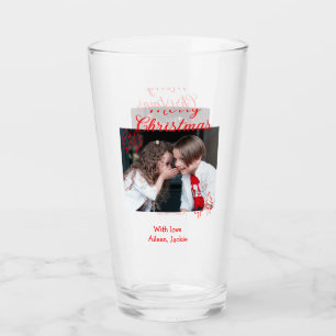 Merry Christmas retro Christmas tree kids photo na Glass