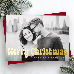 Merry Christmas retro font add name deep red photo