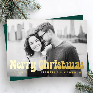 Merry Christmas retro font deep green photo