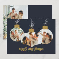 Merry Christmas Retro Font Photo Ornaments
